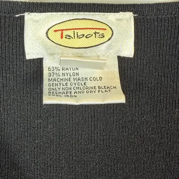 Talbots Black Button Up Cardigan Long Sleeve Y-Neckline Classic Layer SZ Large - Picture 6 of 9
